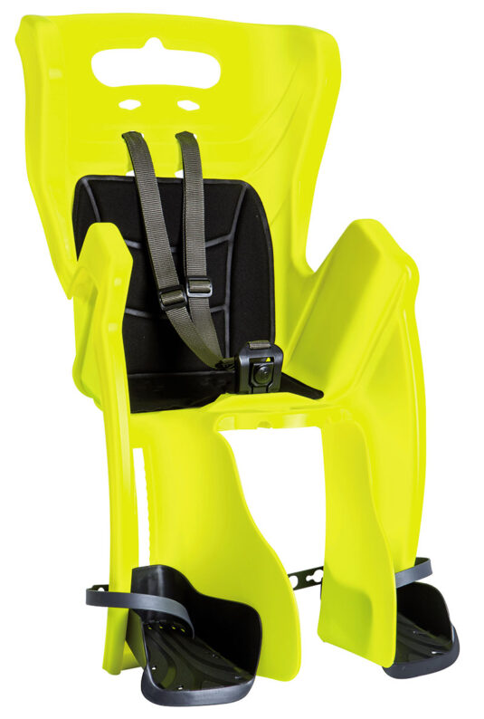 Детское велосипедное кресло на раму Bellelli Little Duck Standard Multifix неоново-желтое с черной подкладкой (Hi Vision)