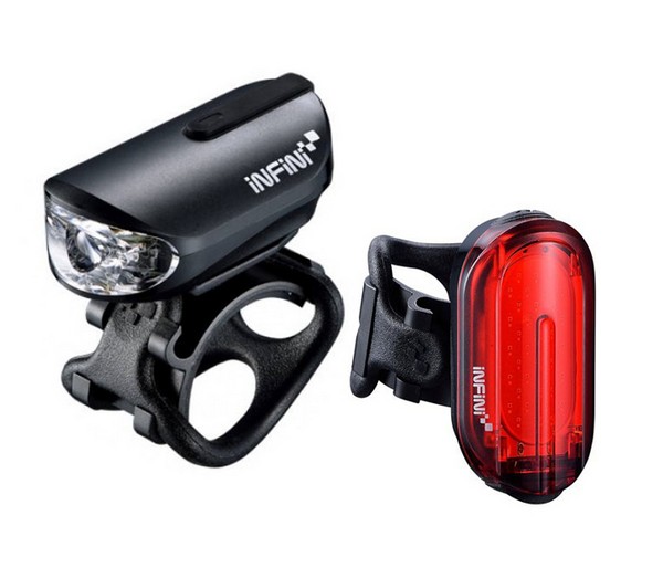 Комплект блималок Infini OLLEY I-210P + I-210R, 4 режими + 7 режимів , USB кабель, з кріпл.