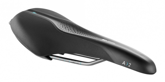Сідло Selle Royal SCIENTIA A2 Athletic, 3D skingel, оббивка Black gummy/Black mokka, 289х144мм, 390г, рейли сталь + Curva suspension, unisex, чорне