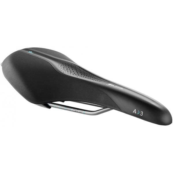 Седло Selle Royal SCIENTIA A3 Athletic, 3D skingel, обивка Black gummy/Black mokka, 289х159мм, 415г, рейлы сталь + Curva suspension, unisex, чёрное