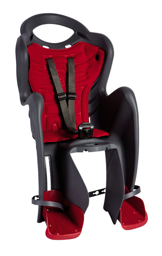 Сидіння задн. Bellelli Mr Fox Standart B-fix до 22кг, сіре з червоною підкладкою