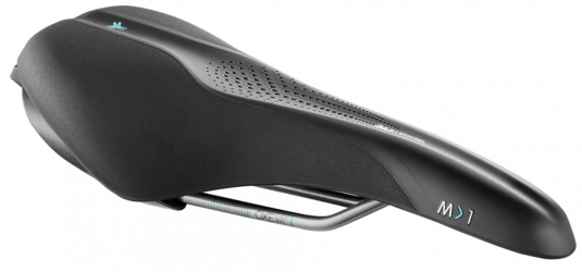 Сідло Selle Royal SCIENTIA M1 Moderate, 3D skingel, оббивка Black gummy/Black mokka, 289х141мм, 425г, рейли сталь + Curva suspension, unisex, чорне