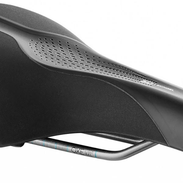 Сідло Selle Royal SCIENTIA R1 Relaxed, 3D skingel, оббивка Black gummy/Black mokka, 289х169мм, 479г, рейли сталь + Curva suspension, unisex, чорне