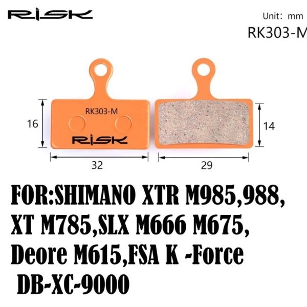 Колодки тормозные полуметалл disc RISK RK303-S Shimano FSA K -Force DB-XC-9000 и др.