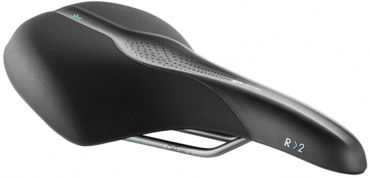 Сідло Selle Royal SCIENTIA R2 Relaxed, 3D skingel, оббивка Black gummy/Black mokka, 289х196мм, 485г, рейли сталь + Curva suspension, unisex, чорне
