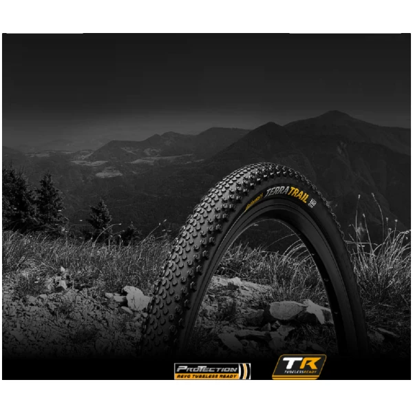 Покрышка бескамерная Continental Terra Trail ProTection 28" | 700 x 40C | 28 x 1.50 черная/коричневая , складная skin