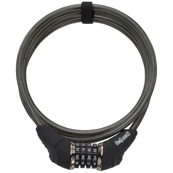 Замок ONGUARD AKITA. кодовий на 4 цифри. Трос 185см х 10мм, чорний