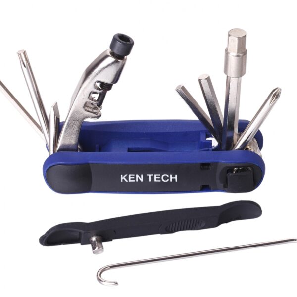 Мультитул KEN TECH KL-9804C черно-синий 15 функций: шестигранники, отвёртки, выжимка цепи