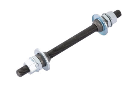 Ось втулки пер. Quando KT-260F 140mm nut MTB на гайках стальная, черн.