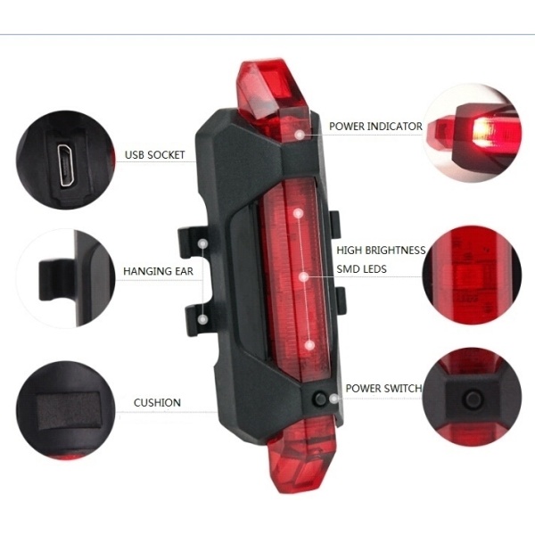 Фонарь с аккумулятором  BC-TL5411 5 светодиодов USB ,габаритный задний