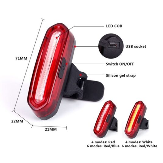Фонарь с аккумулятором габаритный задний (стекло) BC-TL5434 LED, USB, (красный)