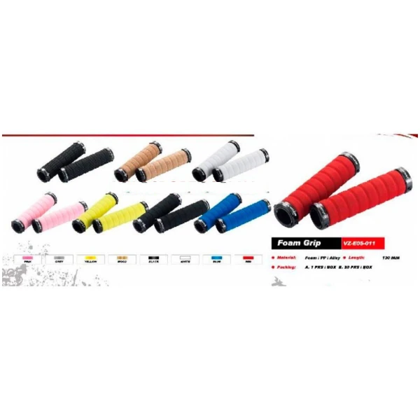 Грипсы VENZO VZ-E05-011 130мм с замками пена дерево