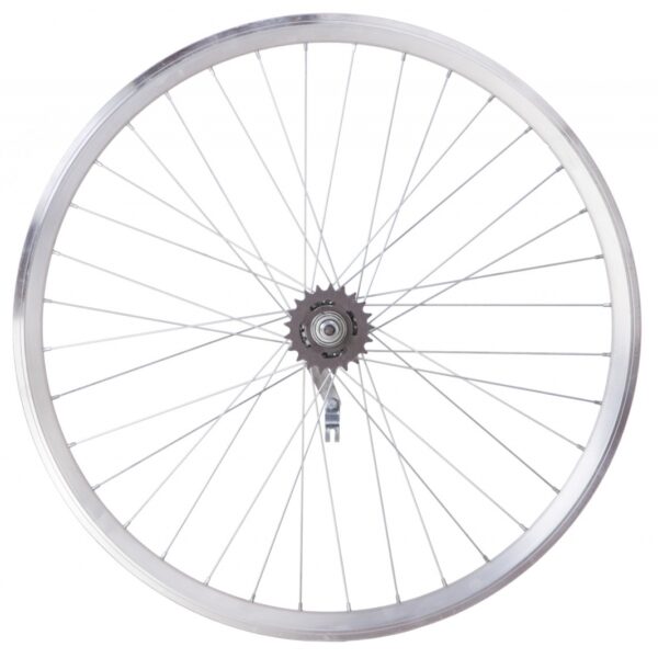 Колесо задн. VLT 26" AL 36H двуст. дорожн. silver; Втулка тормозная VELOSTEEL (Чехия) на гайках