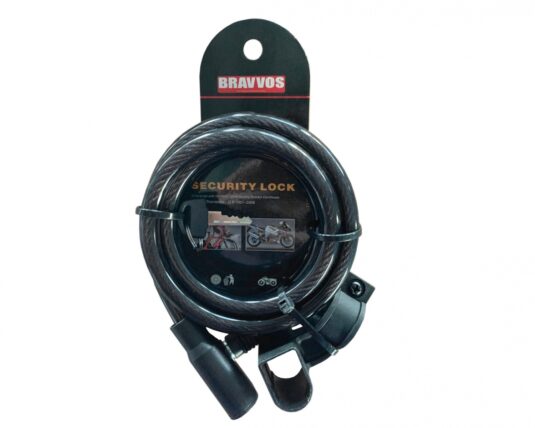 Замок трос BRAVVOS LOC-045-055 на ключе ,10mmх1500mm черн.