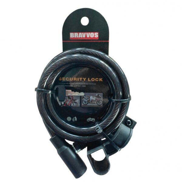 Замок трос BRAVVOS LOC-045-055 на ключе ,10mmх1500mm черн.