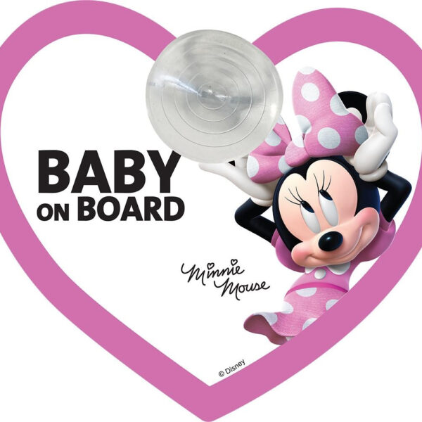 Наклейка на окно авто Baby on board, Minnie (ACS201)
