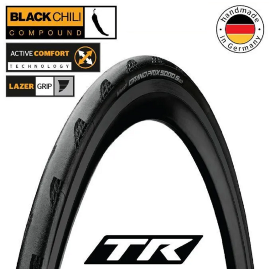 Покрышка безкамерная Continental Grand Prix 5000S чорная, складная BlackChili, Active Comfort Technology, Lazer Grip