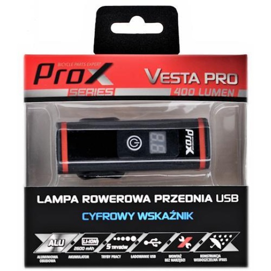 Фара передняя ProX VESTA PRO 400Lm, 2600mAh USB (A-O-B-P-0396)