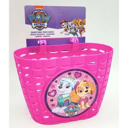 Корзина передняя Mendelli 12" Paw Patrol пластик, розовая (KOS064)