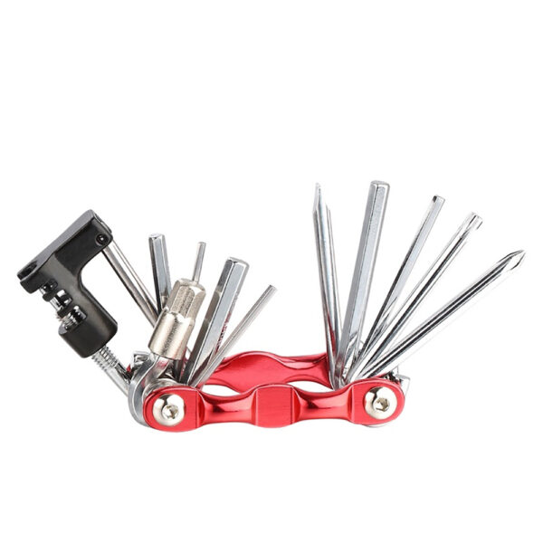 Мультитул KEN TECH KL-9835S красный+ CP 11 функций: шестигранники, отвёртки, выжимка цепи