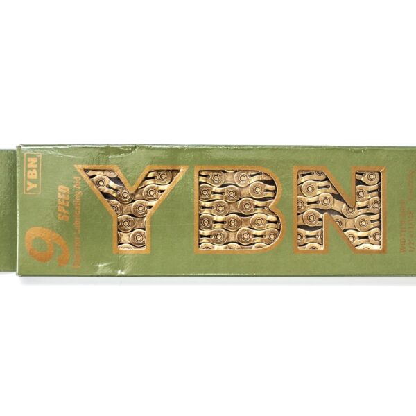 Цепь на велосипед 9 скоростей,116зв. YBN SLA-H9 Gold с замком