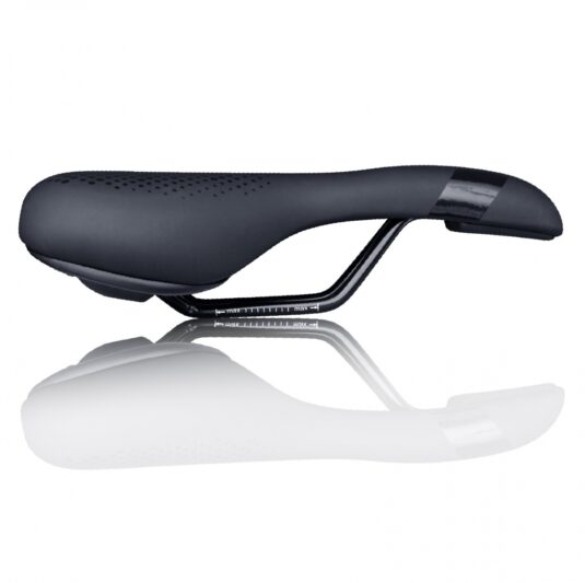 Седло комфортное с отверстием DDK 390MF Memory foam 269*156 черное с белым