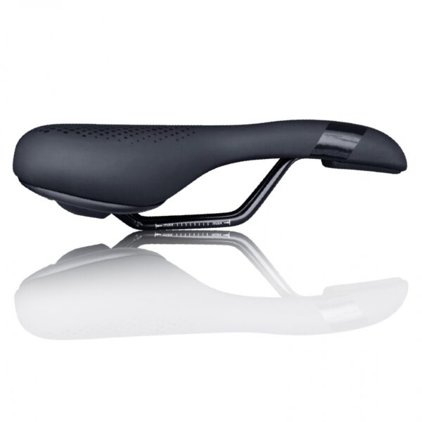 Седло комфортное с отверстием DDK 390MF Memory foam 269*156 черное с белым