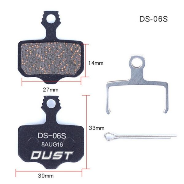Колодки гальмiвнi полуметал DUST DS-06S 
Пiдходить пiд дисковi гальма AVID ELIXI/R/CR Mag /E1/E3/E5/E7/E9/XO/XX