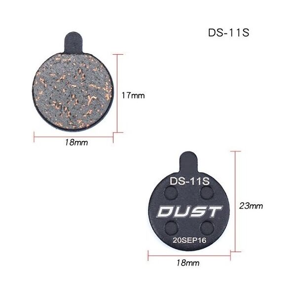 Колодки гальмiвнi полуметал пiд дисковi гальма DUST DS-11S 
Пiдходить пiд дисковi гальма Alhonga, ZOOM DB250/350/450/550