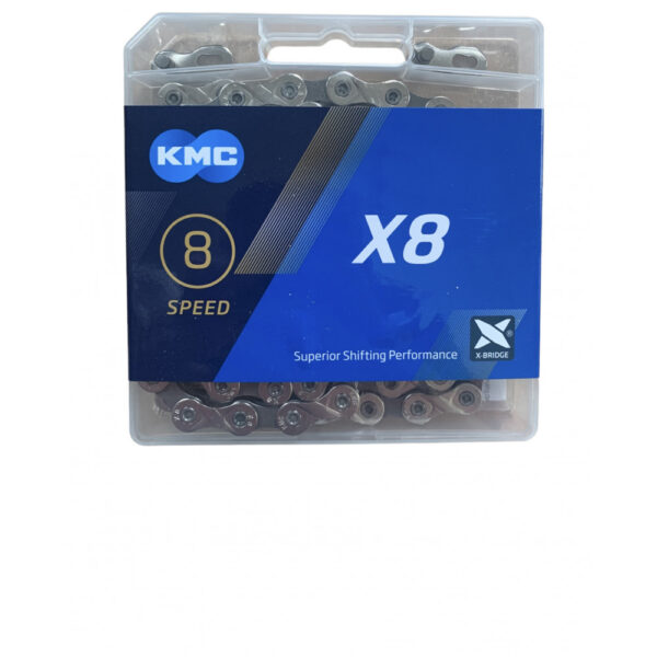 Цепь KMC X8 Silver/Gray 1/2 X 3/32 114 звеньев с замком в боксе