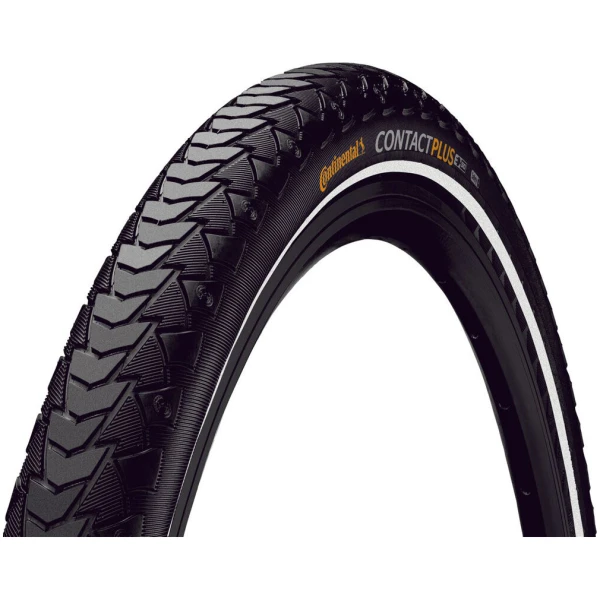 Покришка Continental Contact Plus, 28" | 700 x 35C | 28 x 1 3/8 x 1 5/8, чорна, не складна, світловидбиваюча