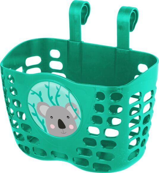 Корзина детская пластиковая на руль KLS Buddy Коала. зеленый-бирюза