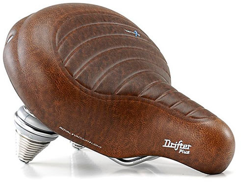 Сідло Selle Royal Premium DRIFTER PLUS, Royalgel, оббивка Kennenback, 270х245мм, 1260г, хромовані рейли і пружини, unisex, коричневе