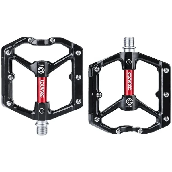 Педали CXWXC Ultralight промы, черный с красным (0574-red)