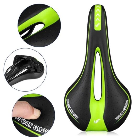 Сідло MTB Sport YF-1018 чорний/зелений (SAD-295green)