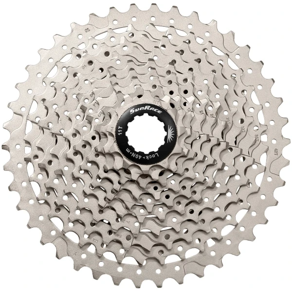 Касета інд. 10-k 11-46T SUN RACE MS2 MTB, сталевий павук, Metallic Silver