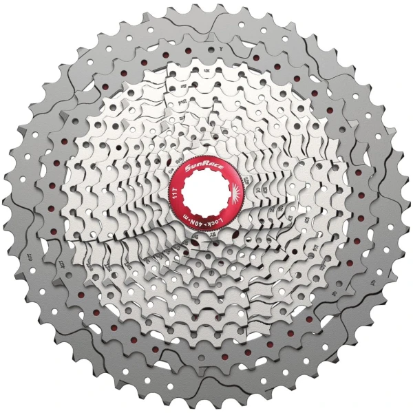 Касета інд. 12-k 11-51T SUN RACE MZ800 MTB алюмінієвий павук, Metallic Silver