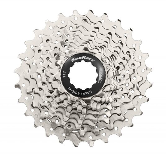 Кассета инд. 10-k 11-28T SUN RACE RS алюминиевый паук, Metallic Silver