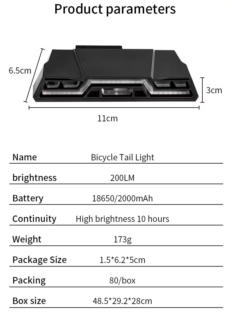 Задняя фара SSWD 200Lm, 2000mAh пластик (SSWD) 2 Задняя фара SSWD 200Lm, 2000mAh пластик (SSWD)