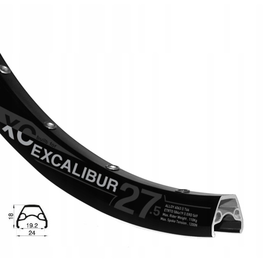 Обод Rodi Excalibur XC 27.5" X 19мм. 32 спиц