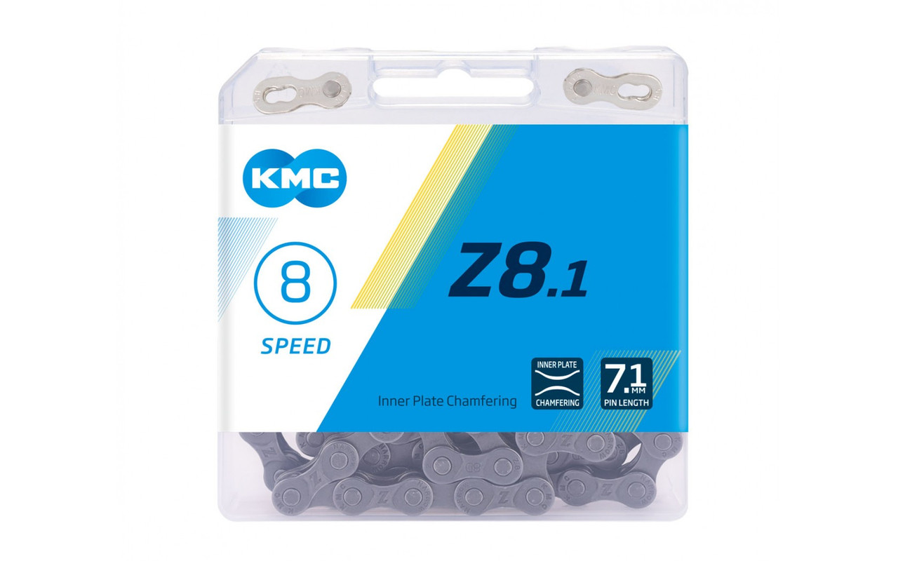 Цепь KMC Z8.1 1/2 "X 3/32" 116 звеньев, 8шв, серый (00876) 2 Цепь KMC Z8.1 1/2 "X 3/32" 116 звеньев, 8шв, серый (00876)