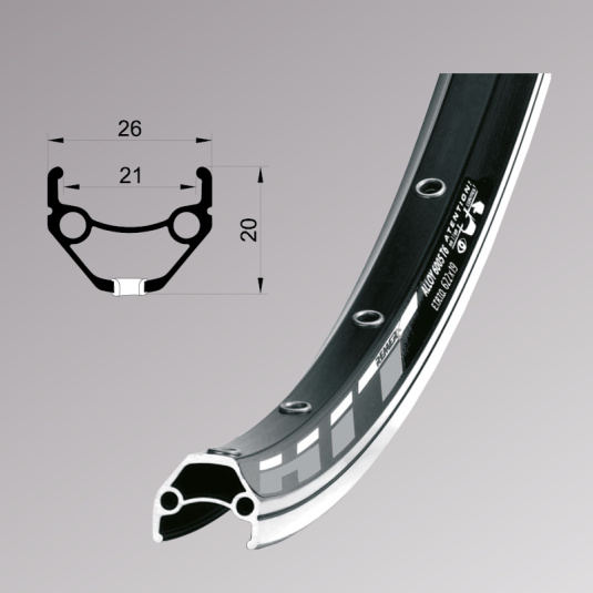 Обод Remerx HIT 21 RX 4521, 26'', 559x21, 32 отв., AV, пист., черн. анод., V-Br, CNC