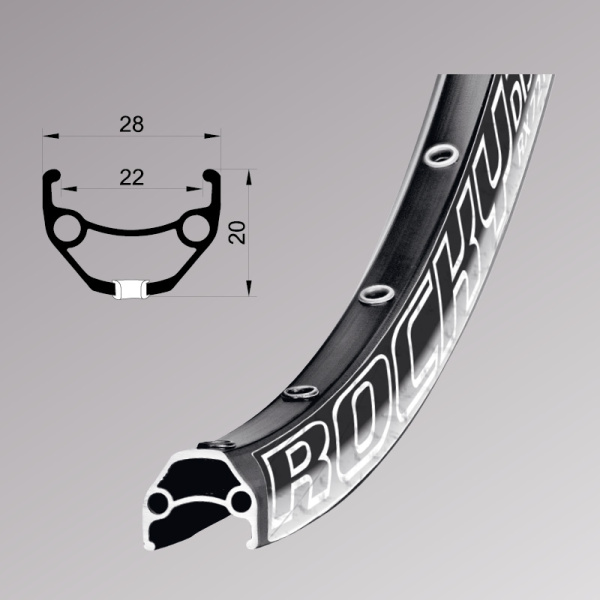 Обод Remerx ROCKY 22 RX 3022, 26'', 559x22, 32 отв., AV, пист., черн. анод., E-Bike