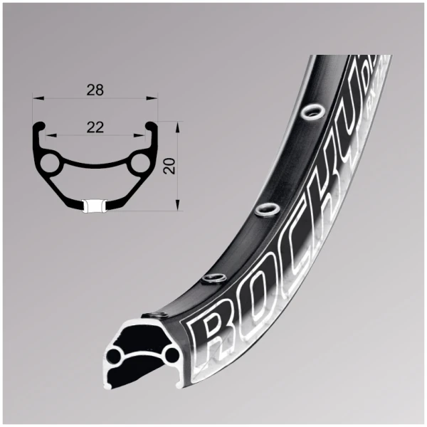 Обод Remerx ROCKY 22 RX 3022, 26'', 559x22, 32 отв., AV, пист., черн. анод., E-Bike