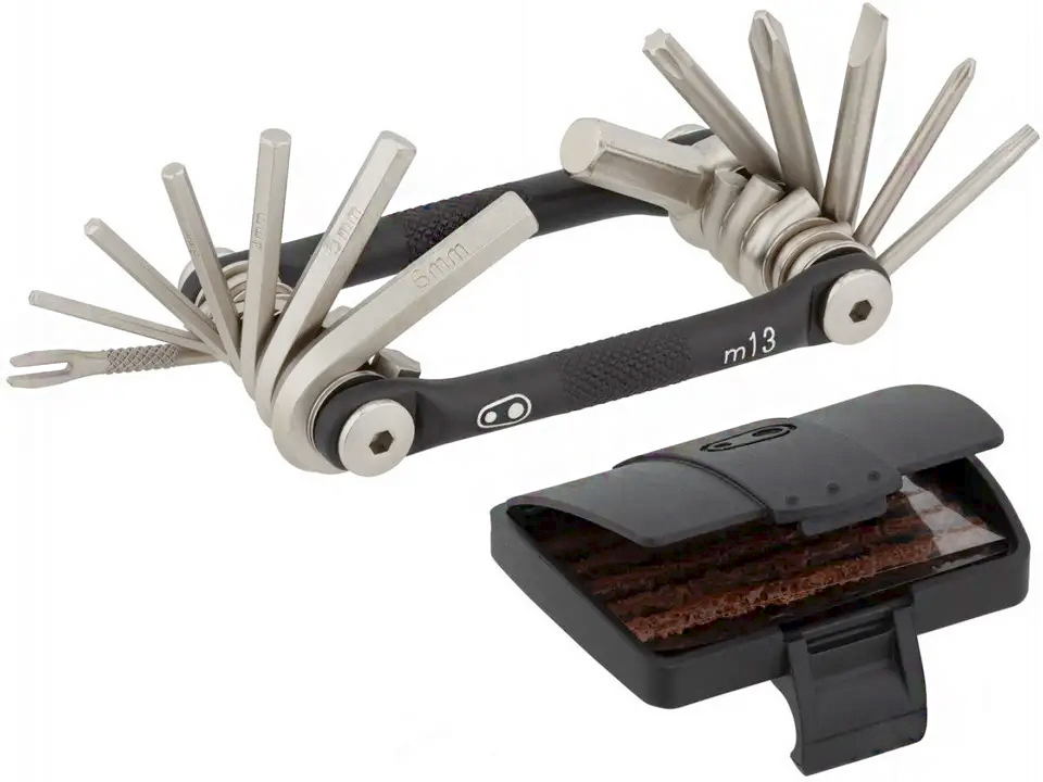 Мультитул Crankbrothers M13, 2/2.5/3/4/5/6/8мм, T10, T25, Phillips #1 #2, flat #2, инструмент для бескамерных шин, черный 1 Мультитул Crankbrothers M13, 2/2.5/3/4/5/6/8мм, T10, T25, Phillips #1 #2, flat #2, инструмент для бескамерных шин, черный