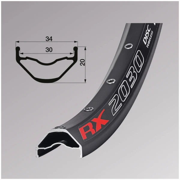Обод Remerx RX 2030 ENDURO PLUS, 29'', 622x30, 32 отвори, FV, пістолетний, чорний анодований, E-Bike, без камери