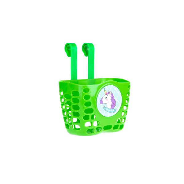 Корзина детская пластиковая на руль ONRIDE Pony Mini зеленая для велосипедов 12-14″;