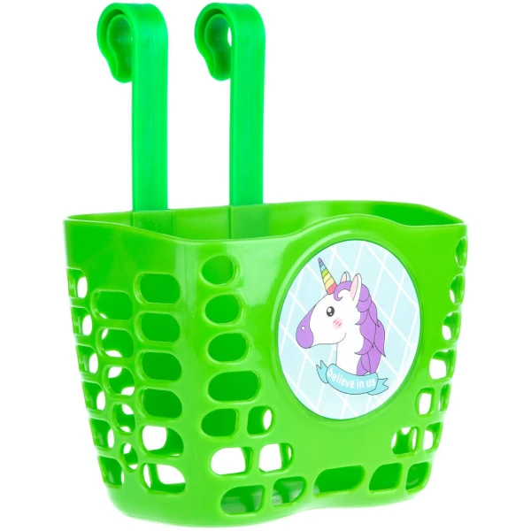 Корзина детская пластиковая на руль ONRIDE Pony Mini зеленая для велосипедов 12-14″;