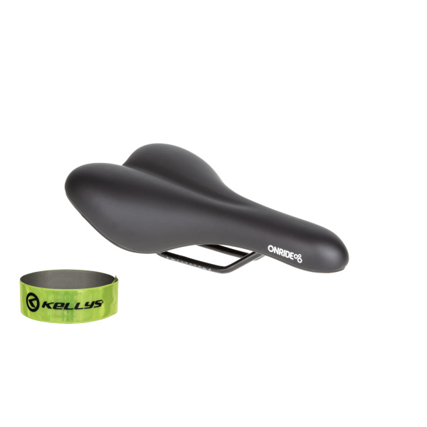 Седло ONRIDE Nap, рамки сталь, черное, 272 х 155 мм + светоотражающая полоска KLS 3M 30 см
