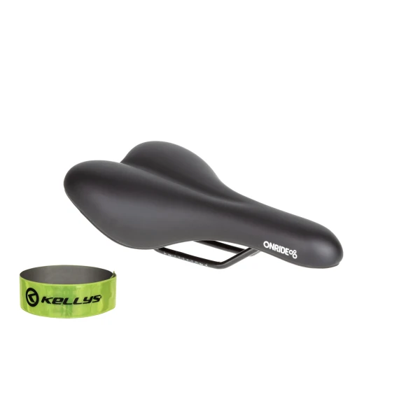 Седло ONRIDE Nap, рамки сталь, черное, 272 х 155 мм + светоотражающая полоска KLS 3M 30 см